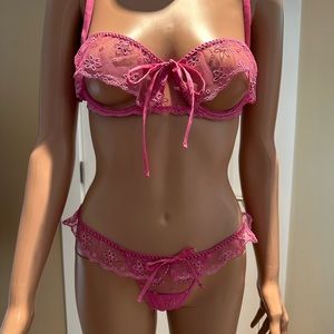 Andres Sarda Sol Pink Cut Out Bra 36B, Brief L